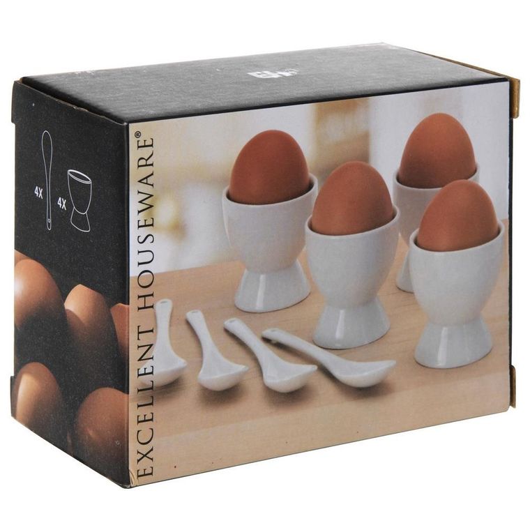 Excellent Houseware, podstawka na jajko, podstawki, łyżeczki, zestaw, 4 szt.