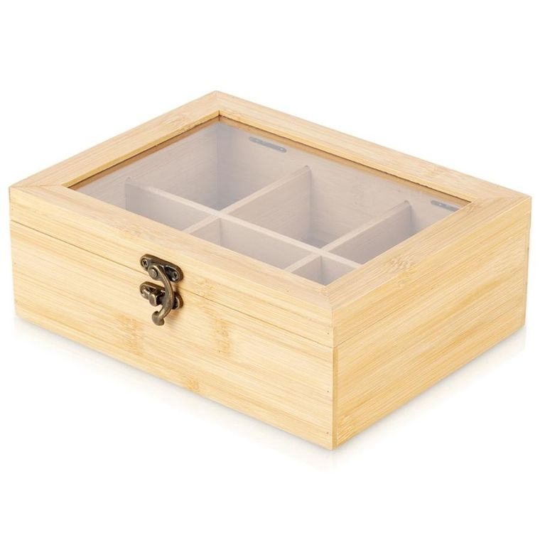 Excellent Houseware, pojemnik na herbatę, drewniany, 21-16-7,5 cm