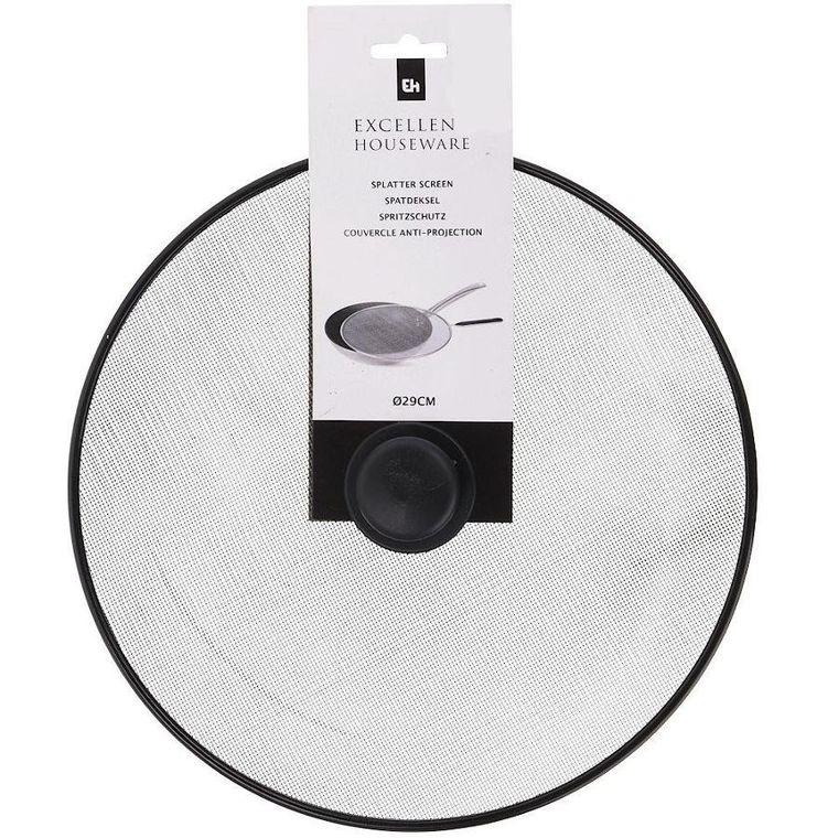 Excellent Houseware, pokrywka ochronna przeciw pryskaniu, 29 cm, czarna