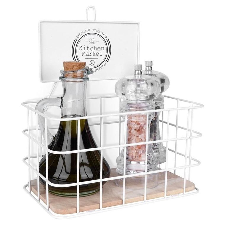 Excellent Houseware, półka kuchenna, metalowa biała, 21-12.5-24 cm