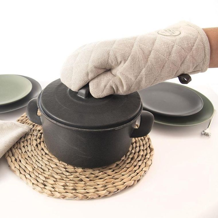 Excellent Houseware, rękawica kuchenna ochronna, bawełniana, beżowa 32-18 cm