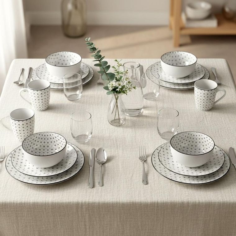 Excellent Houseware, serwis obiadowy, porcelanowy, 16 elementów