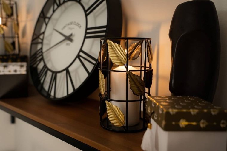 Excellent Houseware, świeczniki metalowe na tealighty, ozdobne liście, 2 szt.