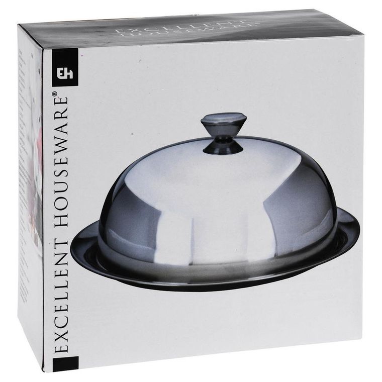 Excellent Houseware, taca do serwowania, stalowa z kloszem, 20 cm