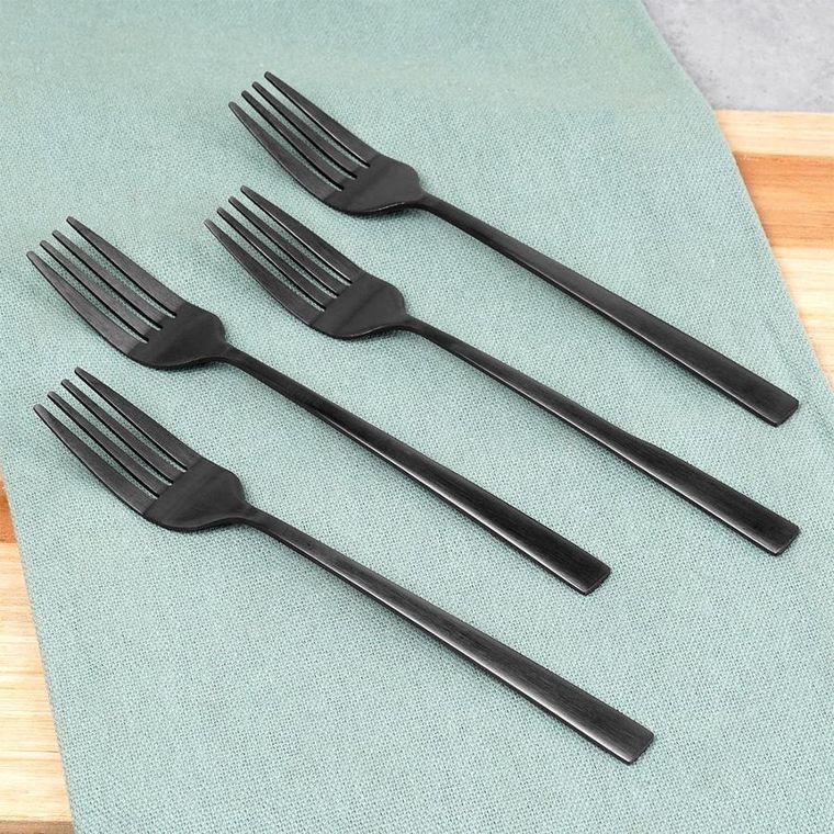 Excellent Houseware, widelczyki deserowe, stalowe, czarne, 4 szt.
