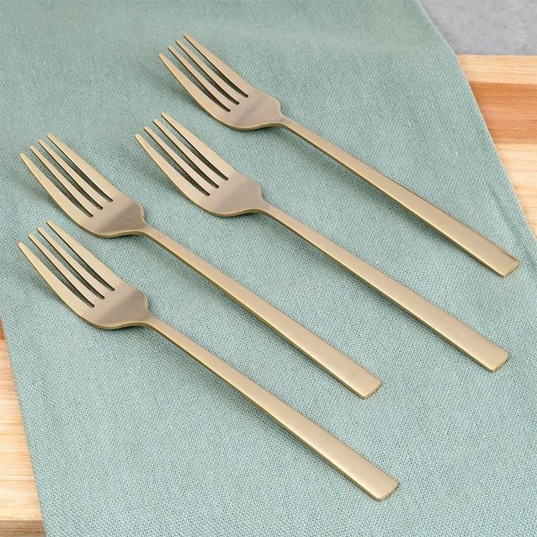 Excellent Houseware, widelczyki deserowe, stalowe, złote, 4 szt.