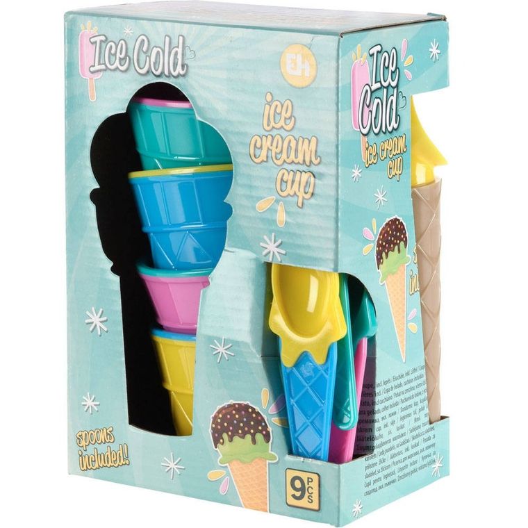 Excellent Houseware, zestaw do serwowania lodów dla 4 osób, kolorowy