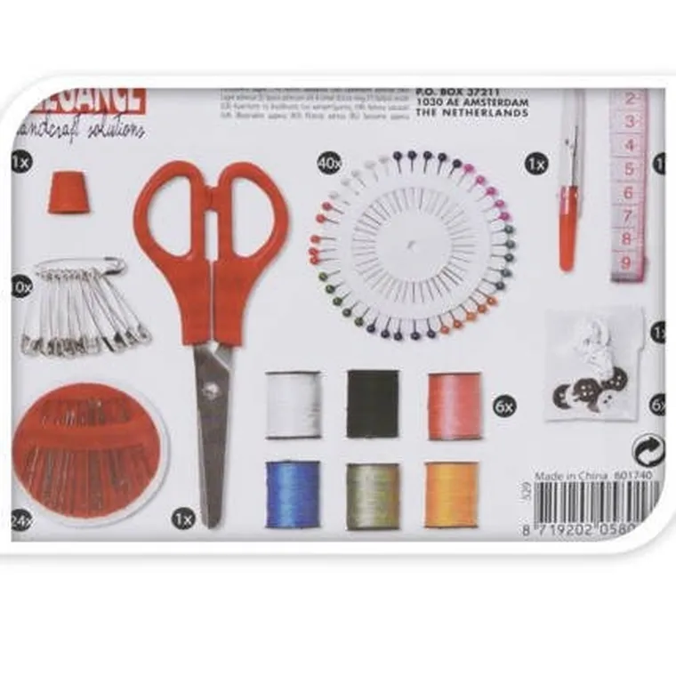 Excellent Houseware, zestaw do szycia w metalowym pudełku, 92 elementy