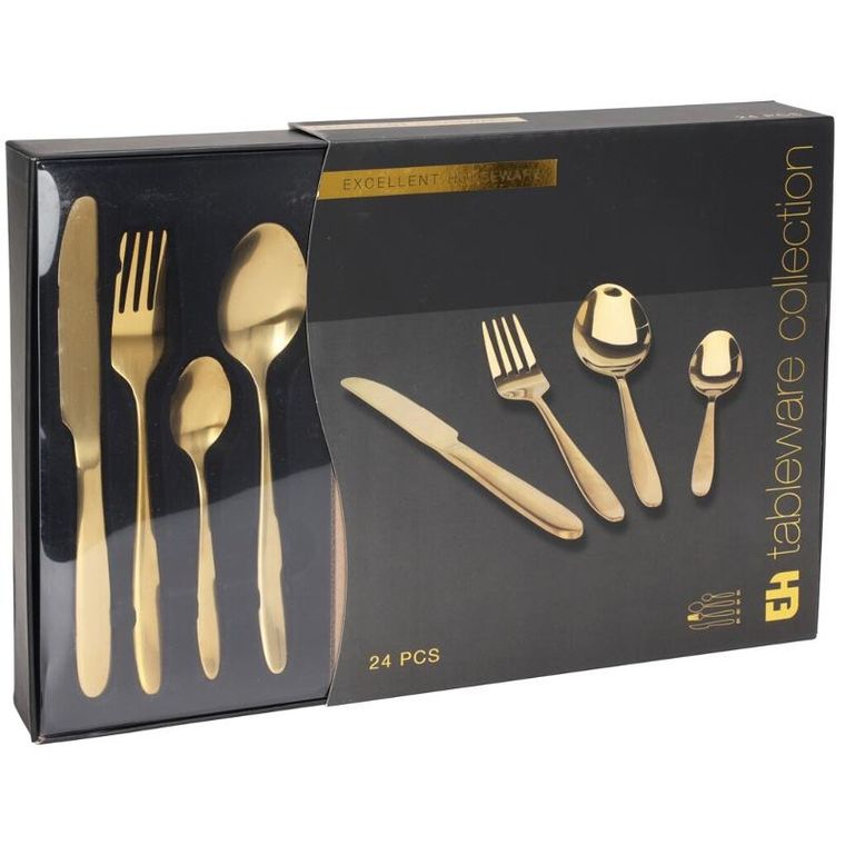 Excellent Houseware, zestaw sztućców dla 6 osób, złotym