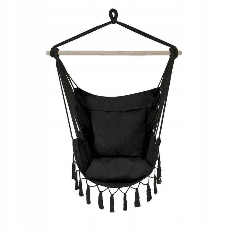 Extralink, Black Forest, hamak, fotel brazylijski, czarny, 100-130 cm
