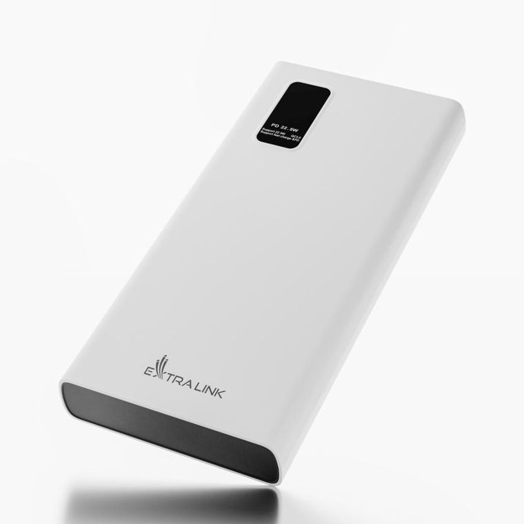 Extralink, EPB-067W 10000mAh, powerbank, fast charging, USB-C, biały