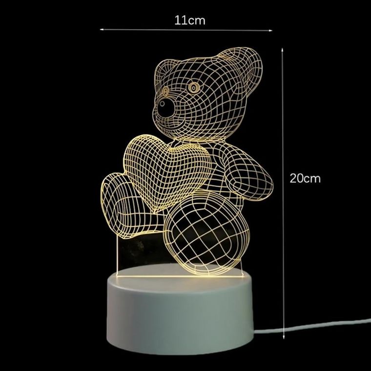 Extralink, Home, lampka nocna 3D, iluzja optyczna do sypialni, miś serce