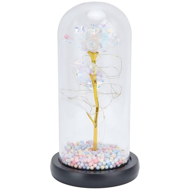 Extralink, Home, Wieczna róża w szkle, świecąca LED, zestaw prezentowy, biały