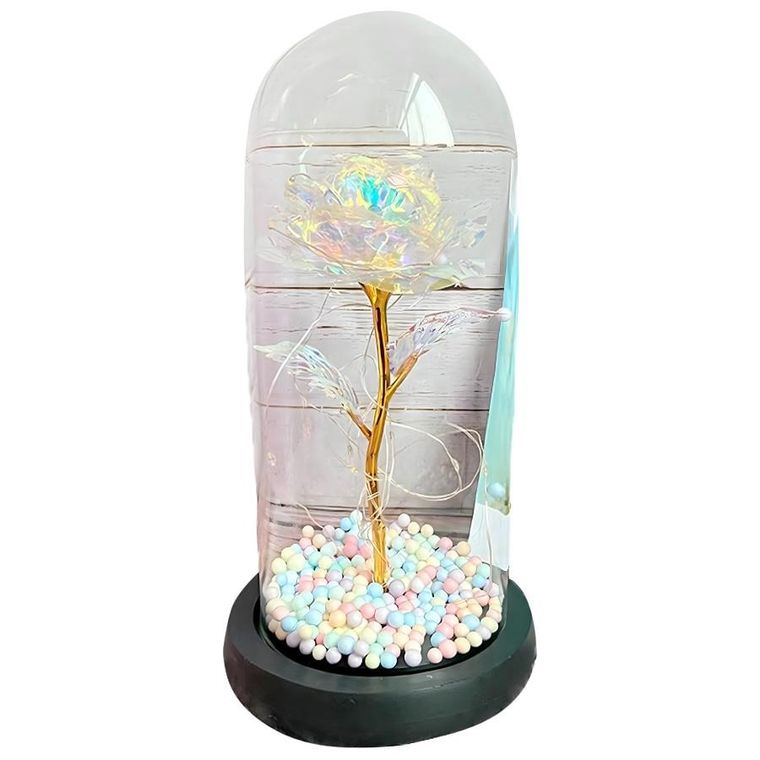 Extralink, Home, Wieczna róża w szkle, świecąca LED, zestaw prezentowy, różowy