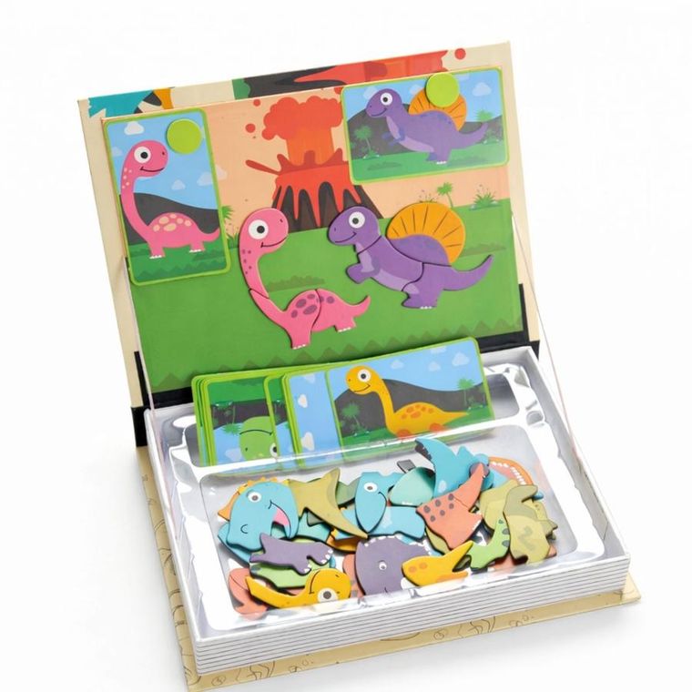 Extralink Kids, układanka magnetyczna, dinozaury, 64 elementy