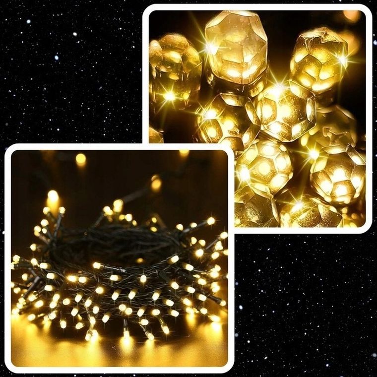 Extralink, lampki choinkowe, świąteczne, 10,5m, 100 LED, ciepłe, białe, na baterie