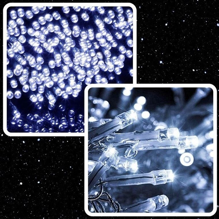 Extralink, lampki choinkowe, świąteczne, 10m, 100 LED, białe, zimne, zewnętrzne, wewnętrzne, na baterie