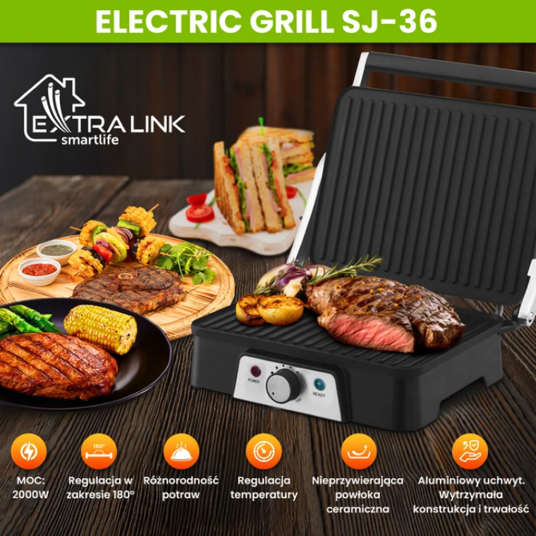 Extralink, Smart Life Electric Grill, grill elektryczny, 2000W, SJ-36
