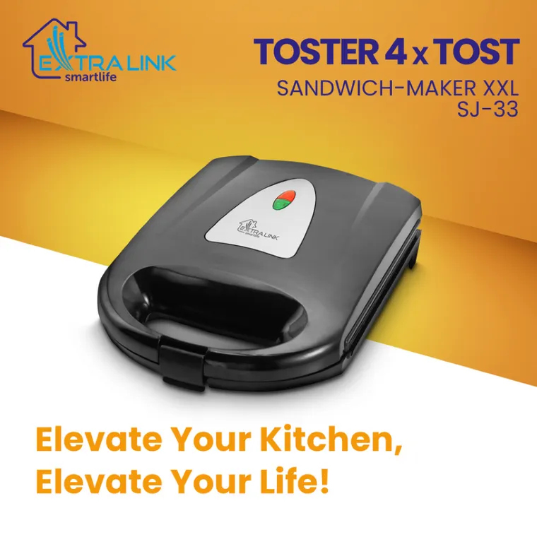 Extralink Smart Life Sandwich-Maker XXL SJ-33, Opiekacz do kanapek XXL, 1400W, Opiekacz na 4 tosty