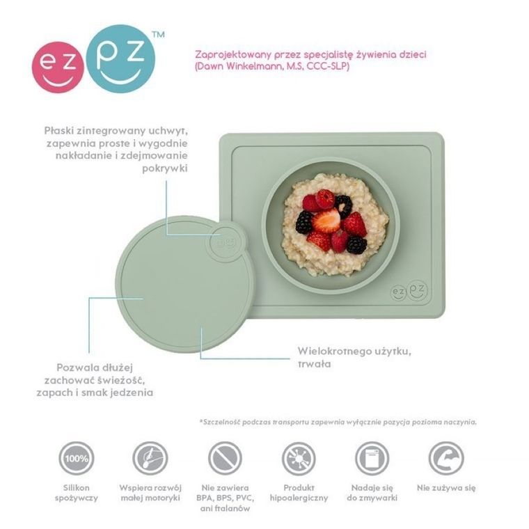 EZPZ, Mini Bowl, pokrywka do miseczki, pastelowa zieleń