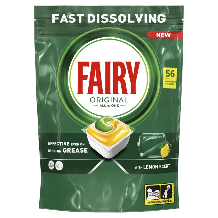 Fairy Original, Cytryna, kapsułki do zmywarki All in One, 56 tabletek