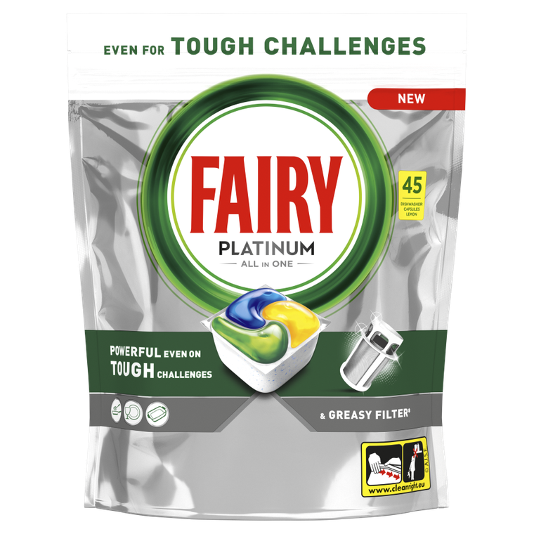 Fairy Platinum, Cytryna, kapsułki do zmywarki All in One, 45 tabletek