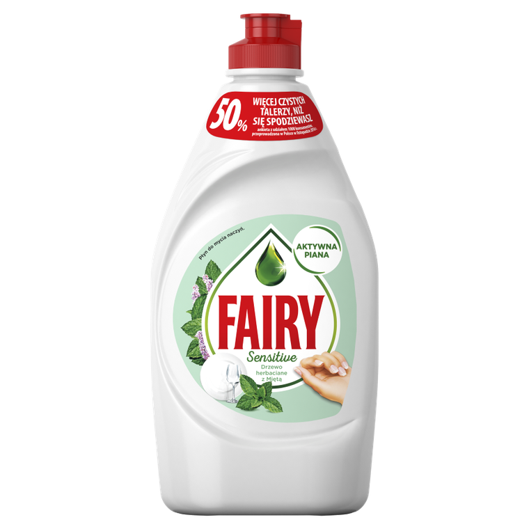 Fairy, Sensitive Drzewo herbaciane z miętą, płyn do mycia naczyń, 450 ml