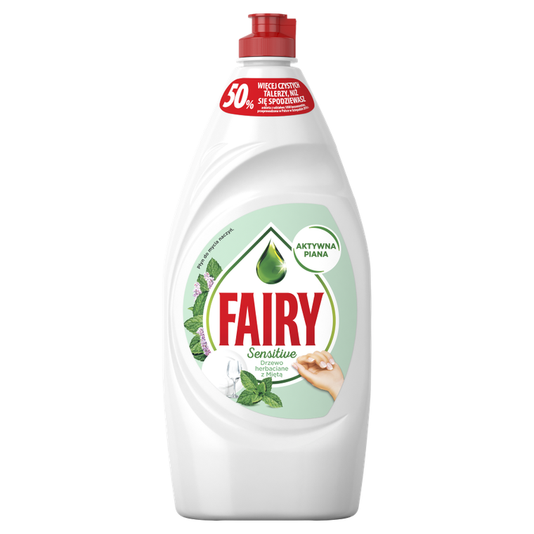 Fairy, Sensitive Drzewo herbaciane z miętą, płyn do mycia naczyń, 900 ml