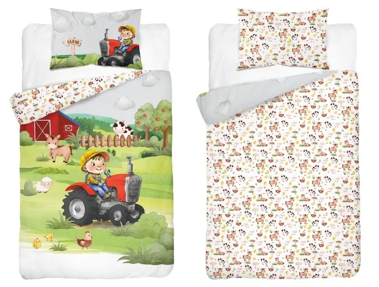 Farma, 2-częściowy komplet pościeli dziecięcej, bambus, czerwony, 90-120 cm