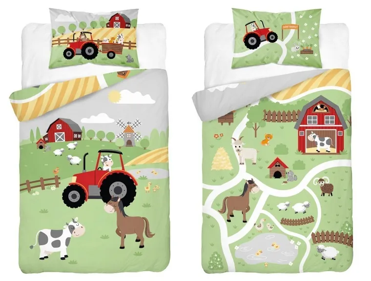 Farma, 2-częściowy komplet pościeli dziecięcej, bambus, czerwony, 90-120 cm