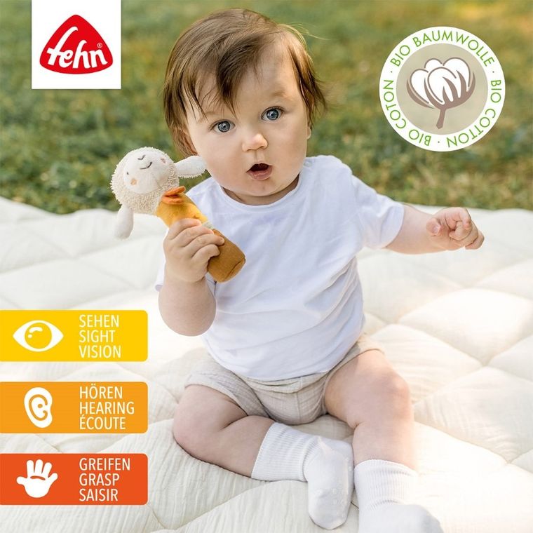 Fehn, Natura 3, zabawka do rączki z grzechotką, owieczka