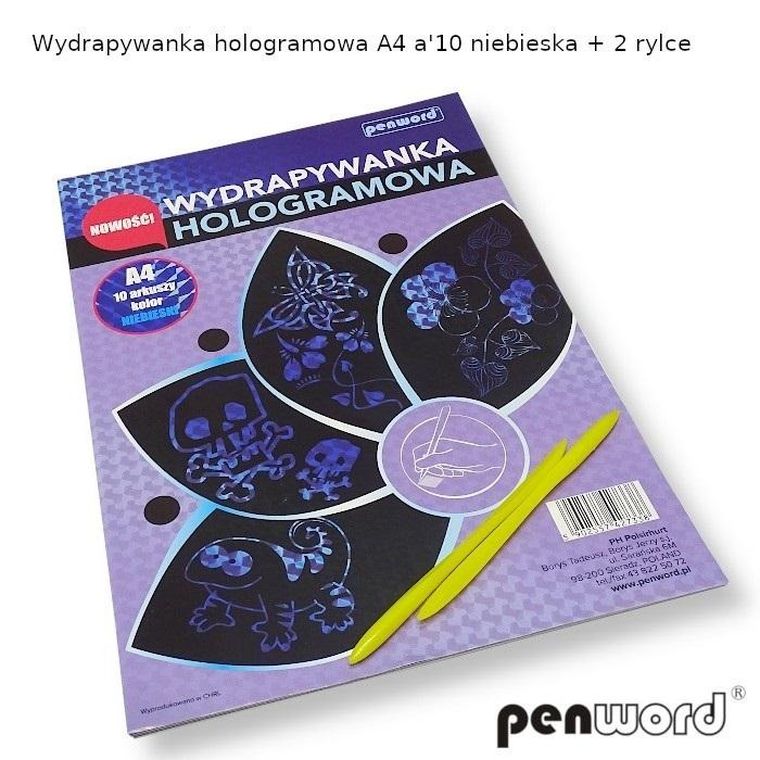 Feniks, wydrapywanka hologramowa, A4, 10 arkuszy, niebieska