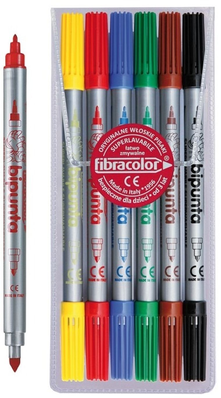 Fibracolor, Double Point, pisaki dwustronne, 6 kolorów