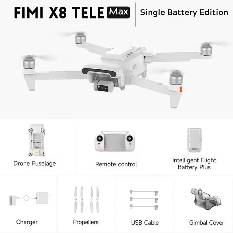 Fimi, X8 Tele Max Standard, dron, 4K 60fps, 2.4GHz, 5GHz, GPS, zasięg do 20 km