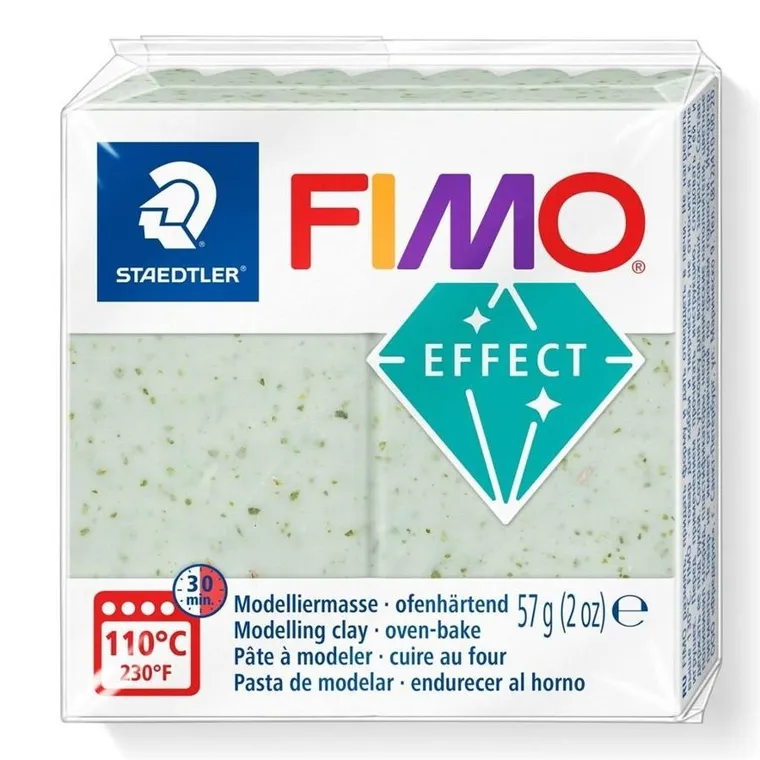 Fimo, Effect, masa plastyczna termoutwardzalna, zielony botanical, 57g, kostka