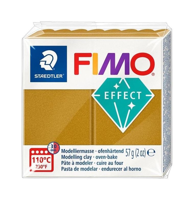 Fimo, Effect, masa plastyczna termoutwardzalna, złoty, metaliczny, 57g, kostka