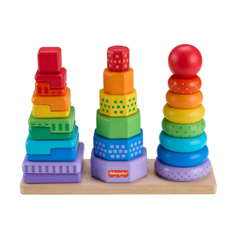 Fisher-Price, Drewniane piramidki, Sorter kształtówm zabawka niemowlęca