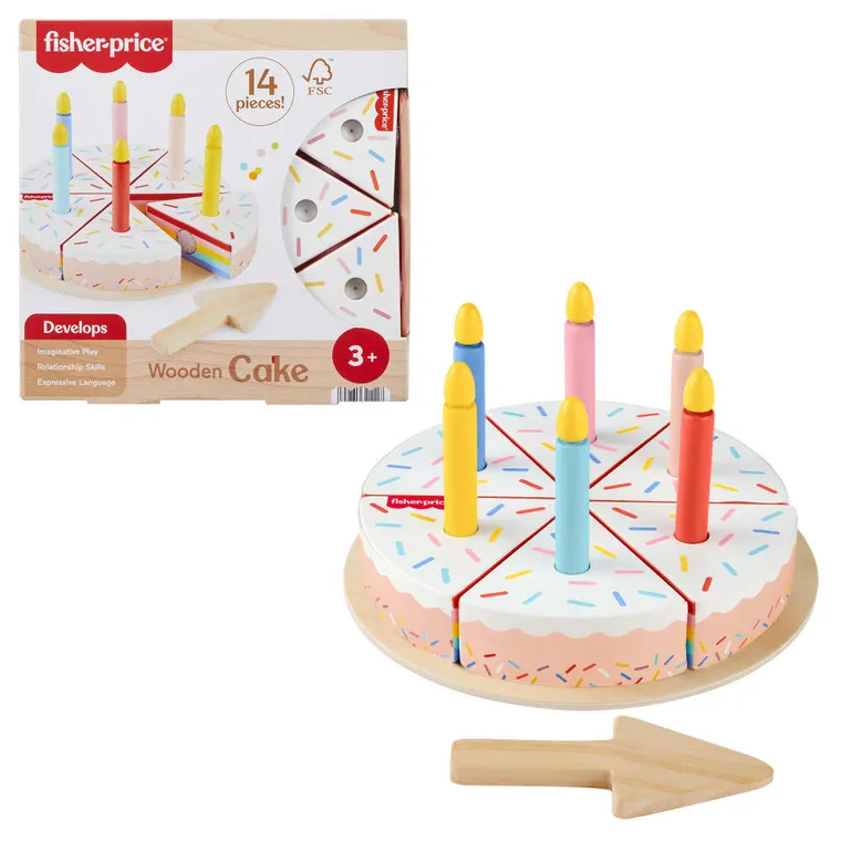 Fisher-Price, Drewniany tort urodzinowy, zabawka edukacyjna