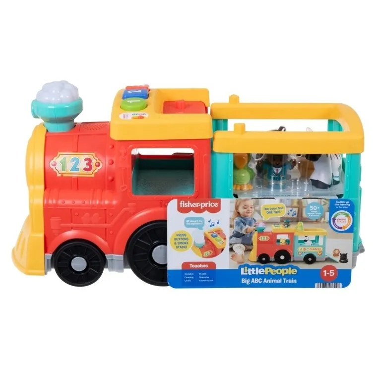Fisher-Price, Edukacyjny pociąg ze zwierzątkami Little People, zabawka niemowlęca