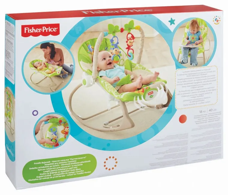 Fisher-Price, fotelik bujaczek do 18 kg, Przyjaciele z lasu tropikalnego