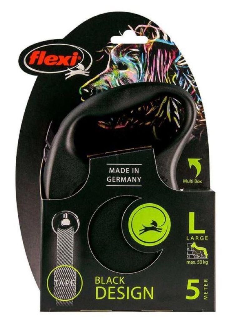 Flexi, Black Design, smycz automatyczna, rozmiar L, 5 m, czarna