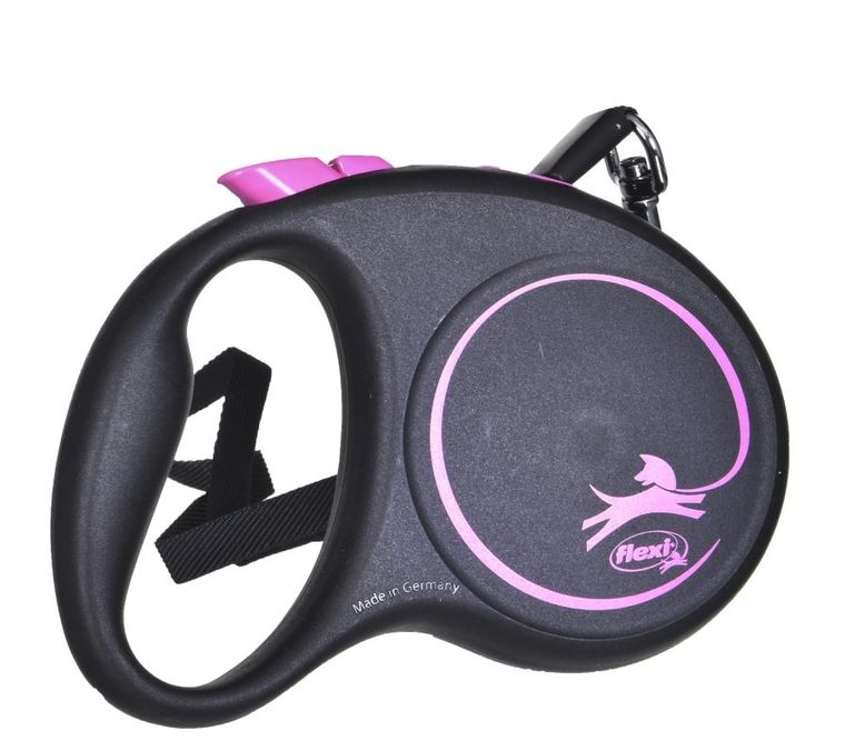 Flexi, Black Design, smycz automatyczna, rozmiar S, 5 m, różowa