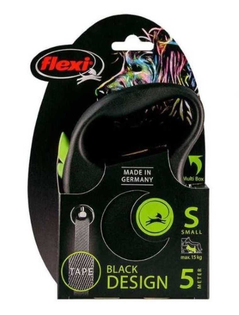 Flexi, Black Design, smycz automatyczna, rozmiar S, 5 m, zielona