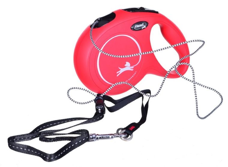 Flexi, New Classic, smycz automatyczna, linka, rozmiar S, 8 m, czerwona