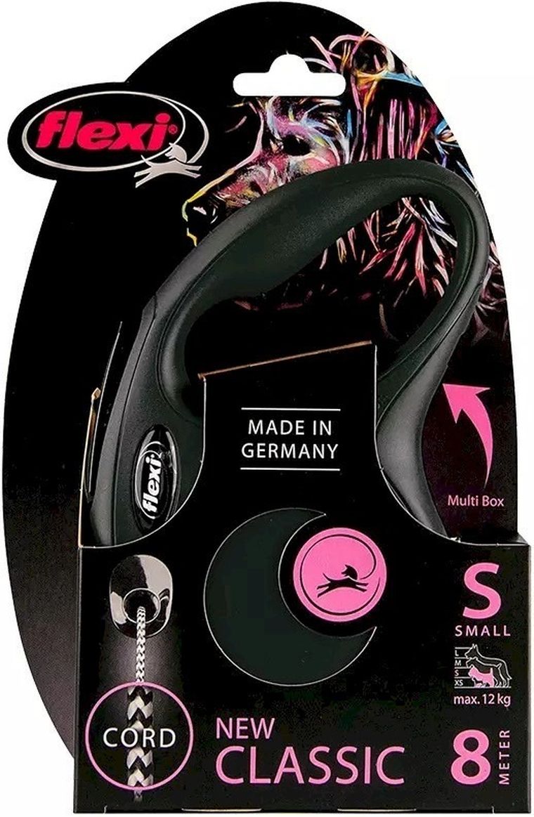 Flexi New Classic, smycz sznurowa, rozmiar S, 8m, czarna