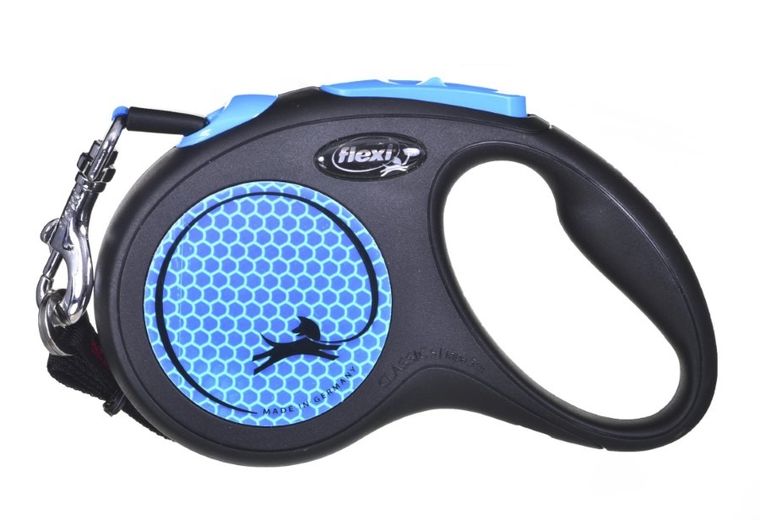 Flexi, New Neon, smycz automatyczna, rozmiar M, 5 m, niebieska