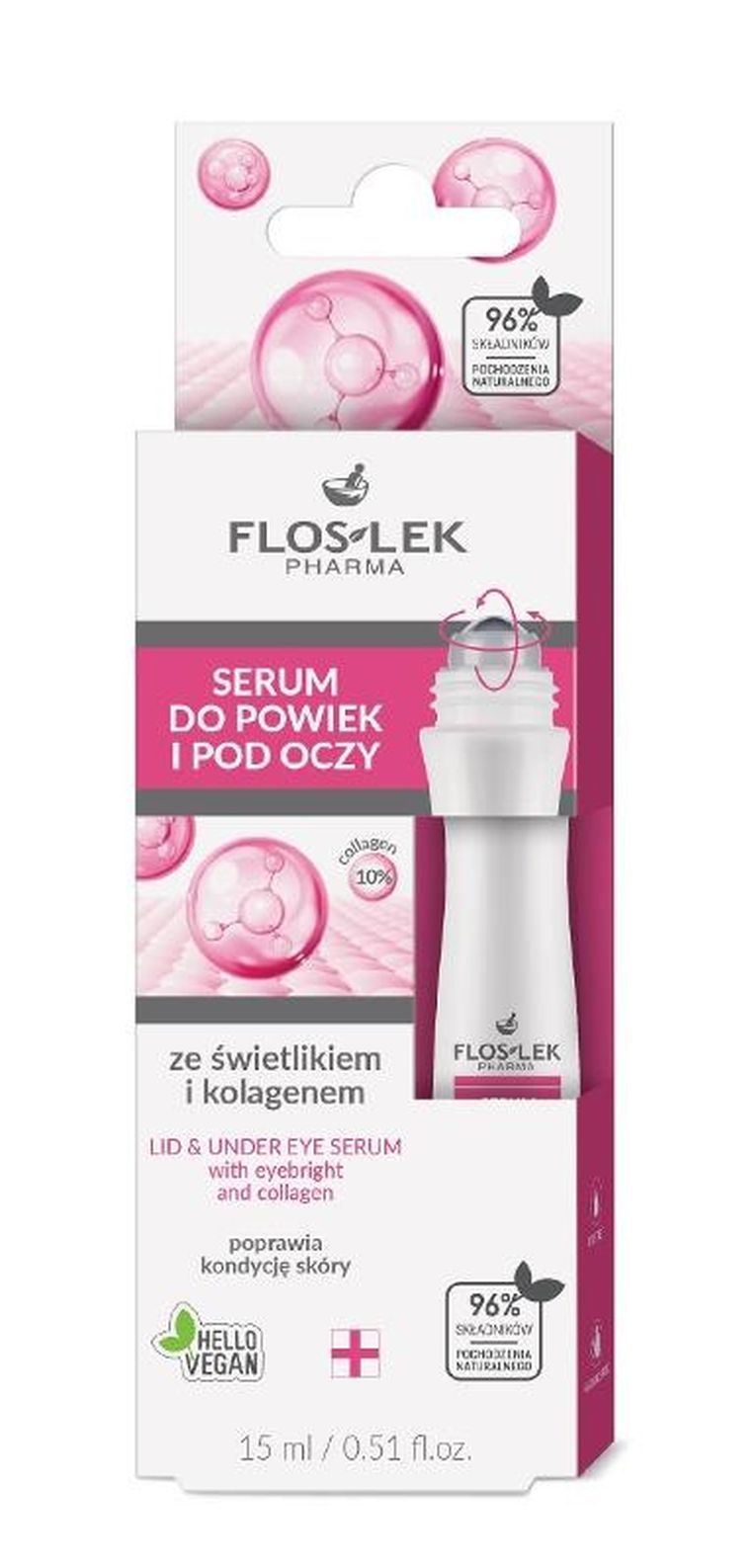 Floslek, serum do powiek i pod oczy ze świetlikiem i kolagenem, 15 ml