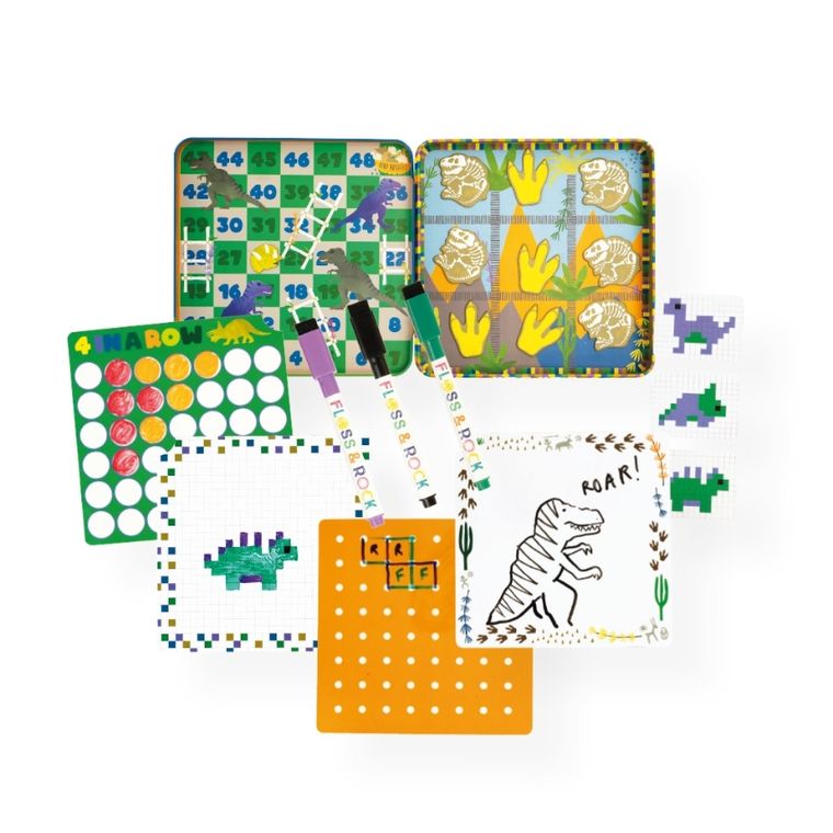 Floss & Rock, Dinozaury, gry magnetyczne w puszce 6w1