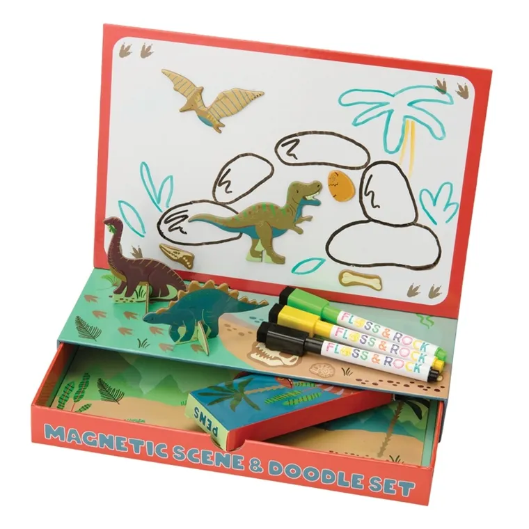 Floss & Rock, Dinozaury, magnetyczna układanka i tablica do rysowania