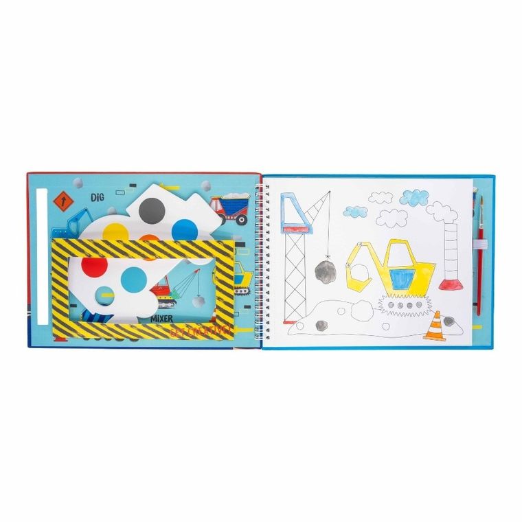 Floss & Rock, Na budowie, kreatywne kolorowanki z farbkami